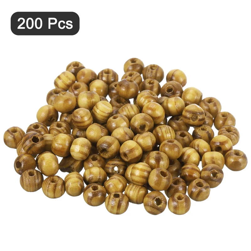 200Pcs Natural Wood Beads 6mm Diameter Round Loose Spacer Beads Light Brown