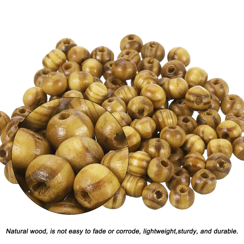 200Pcs Natural Wood Beads 6mm Diameter Round Loose Spacer Beads Light Brown