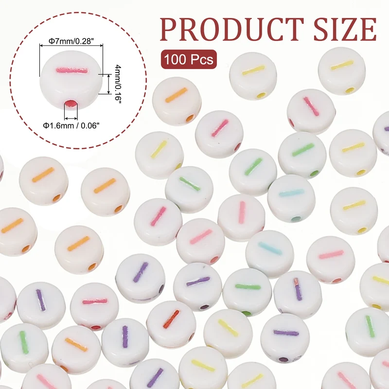 Alphabet Beads, 100 Pcs Rainbow Letter Beads Acrylic Charms, 4x7mm, Letter I