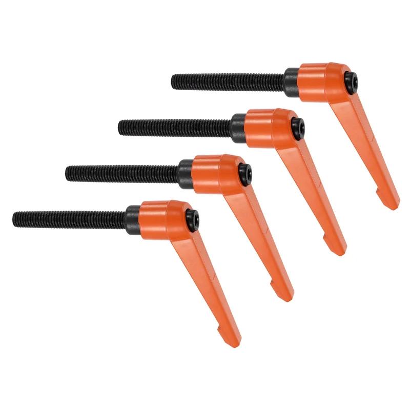 Clamping Lever Handles for Lathe, M10x90mm Male Thread Orange 4Pcs