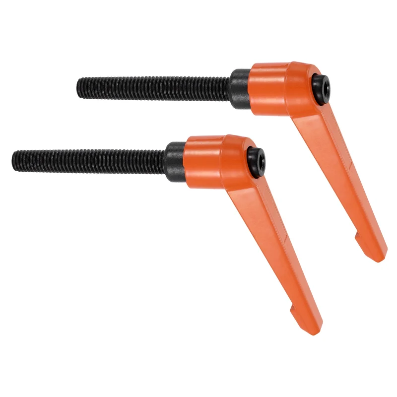 Clamping Lever Handles for Lathe, M10x90mm Male Thread Orange 2Pcs