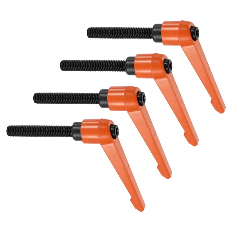 Clamping Lever Handles for Lathe, M10x80mm Male Thread Orange 4Pcs