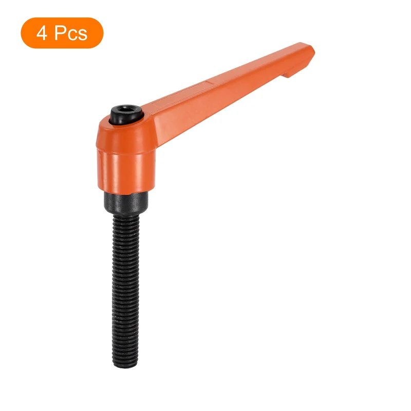 Clamping Lever Handles for Lathe, M10x80mm Male Thread Orange 4Pcs