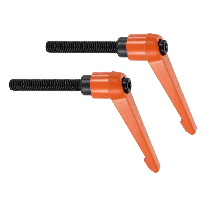 Clamping Lever Handles for Lathe, M10x80mm Male Thread Orange 2Pcs
