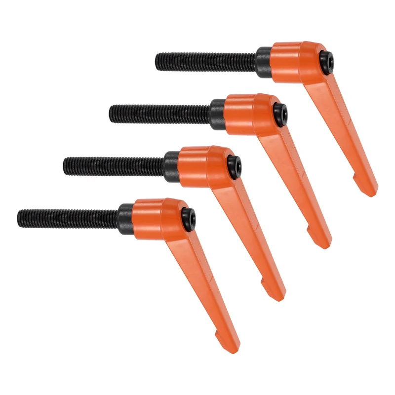 Clamping Lever Handles for Lathe, M10x70mm Male Thread Orange 4Pcs
