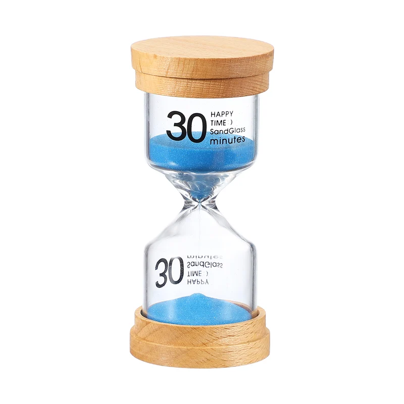 30 Minute Sand Timer, Wooden Sand Watch for Office Decor, Blue