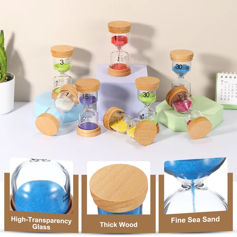 30 Minute Sand Timer, Wooden Sand Watch for Office Decor, Blue