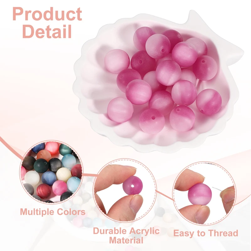 20 Pcs Acrylic Round Beads, 16mm Loose Beads for Jewelry Making, Peach