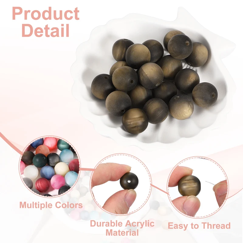 20 Pcs Acrylic Round Beads, 16mm Loose Beads for Jewelry Making, Dark Brown