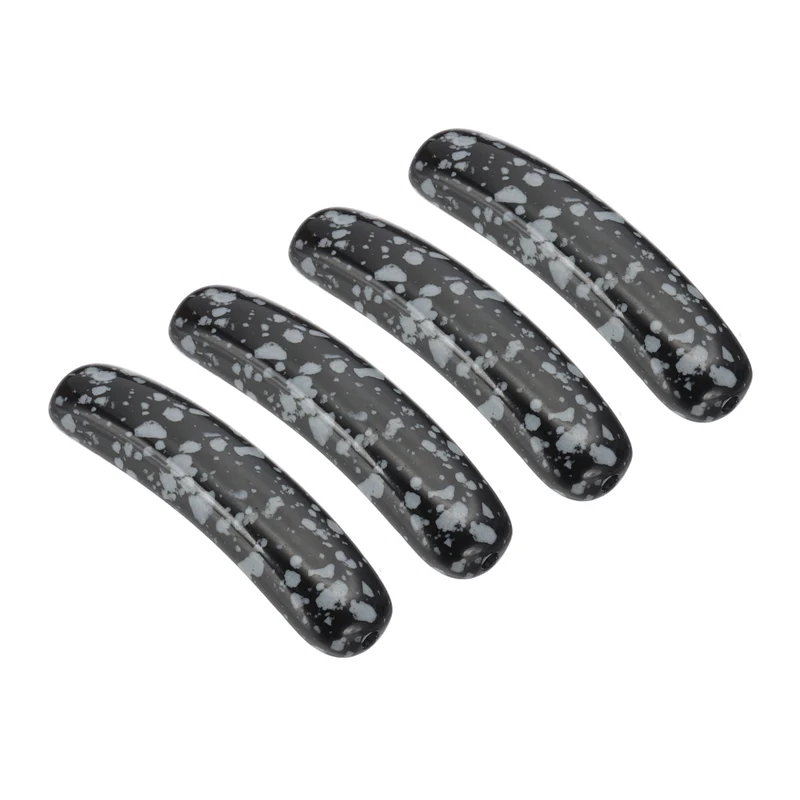 4 Pcs Natural Stone, 36 x 10 mm Natural Curved Clear Quartz Stone Crystal Handmade Jade Flat Beads for DIY Crafting, Snowflake