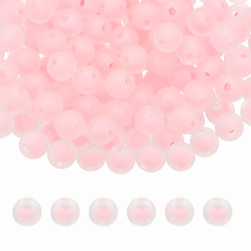 200 Pcs Acrylic Beads, 2mm Cute Beads for Bracelets, Frosted Pink