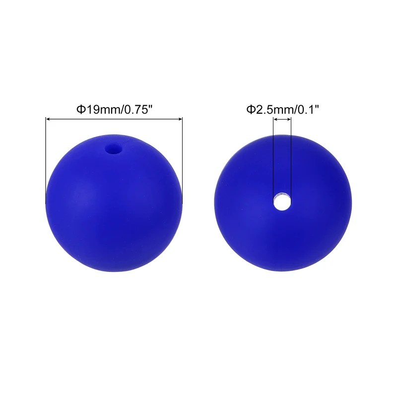 50Pcs 19mm Silicone Beads, Round Loose Rubber Bead for DIY (Sapphire)