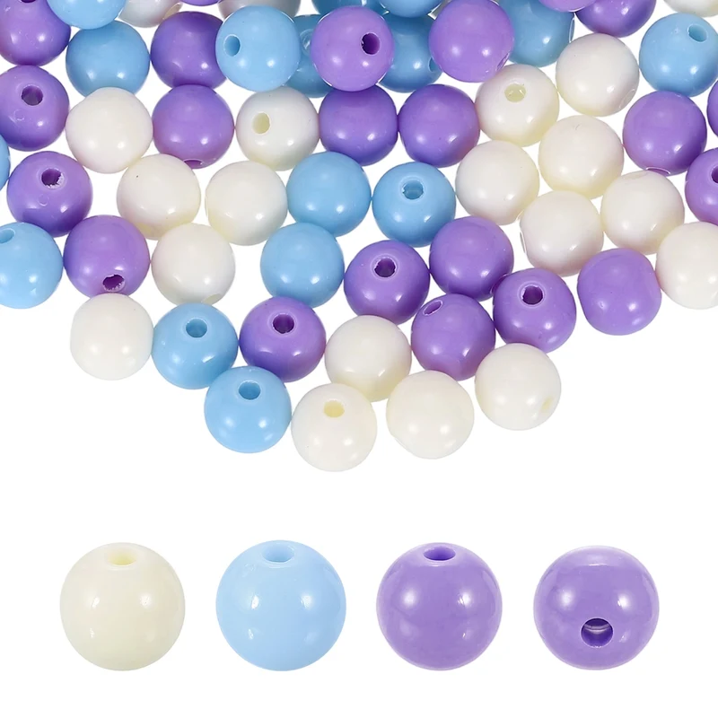 100pcs Purple Acrylic Round Beads 8mm Plastic Resin Loose Bead