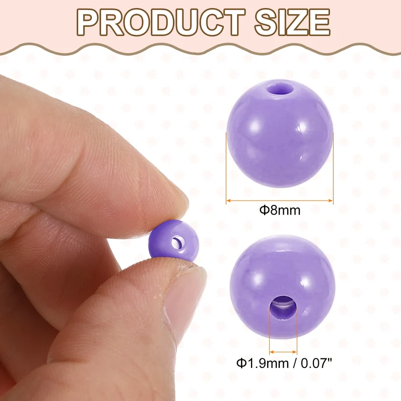 100pcs Purple Acrylic Round Beads 8mm Plastic Resin Loose Bead