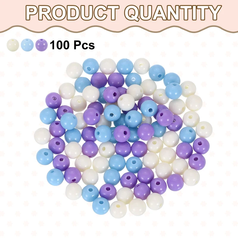 100pcs Purple Acrylic Round Beads 8mm Plastic Resin Loose Bead