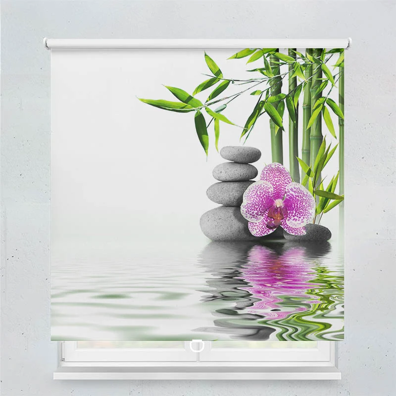 Springrollo Motiv "Bambus Orchidee Zen Stones"