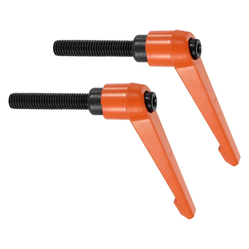 Clamping Lever Handles for Lathe, M10x60mm Male Thread Orange 2Pcs