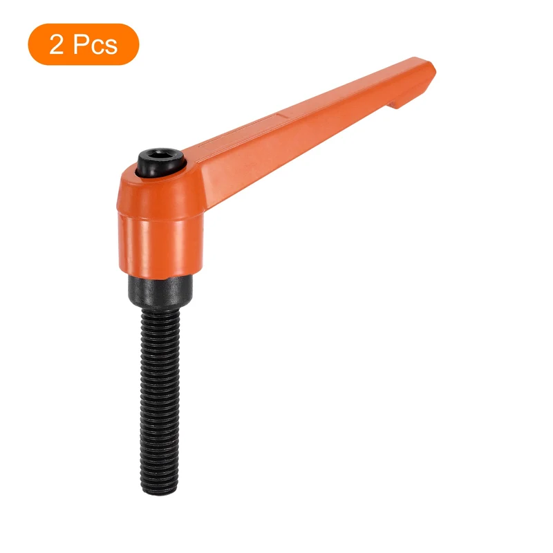 Clamping Lever Handles for Lathe, M10x60mm Male Thread Orange 2Pcs