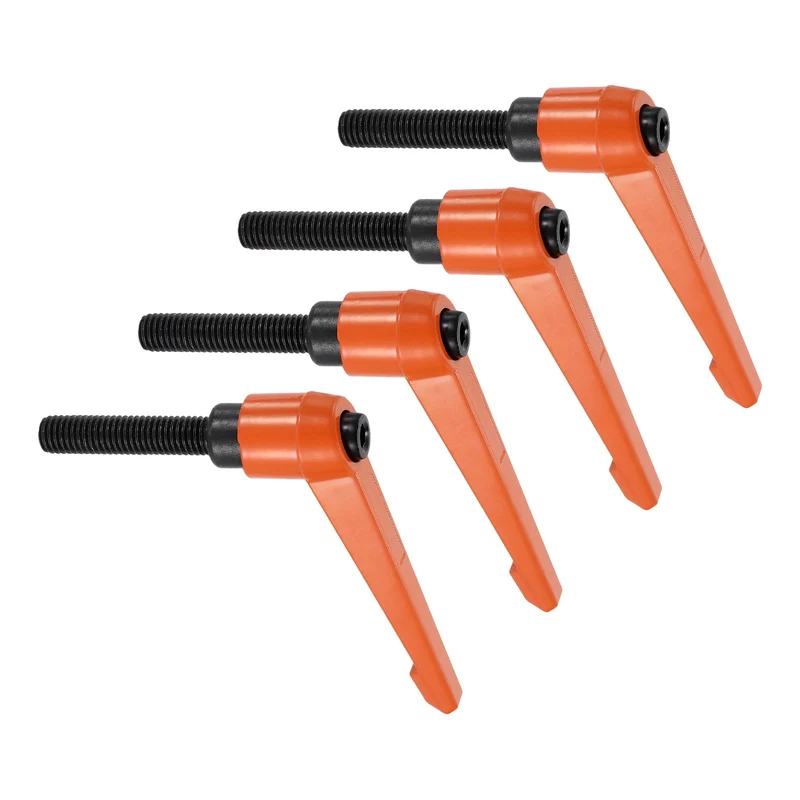 Clamping Lever Handles for Lathe, M10x50mm Male Thread Orange 4Pcs