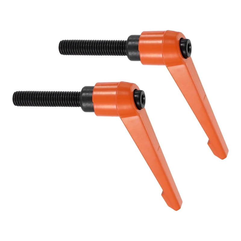 Clamping Lever Handles for Lathe, M10x50mm Male Thread Orange 2Pcs