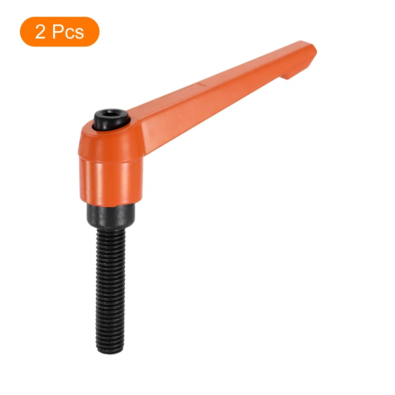 Clamping Lever Handles for Lathe, M10x50mm Male Thread Orange 2Pcs