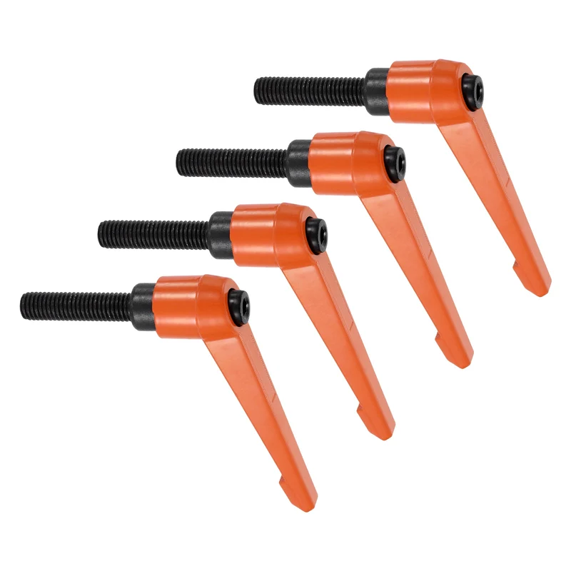 Clamping Lever Handles for Lathe, M10x40mm Male Thread Orange 4Pcs