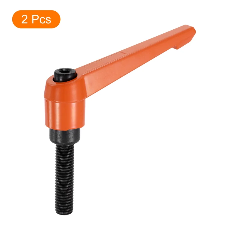 Clamping Lever Handles for Lathe, M10x40mm Male Thread Orange 2Pcs