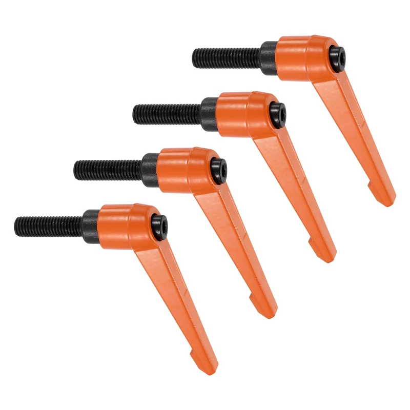Clamping Lever Handles for Lathe, M10x35mm Male Thread Orange 4Pcs