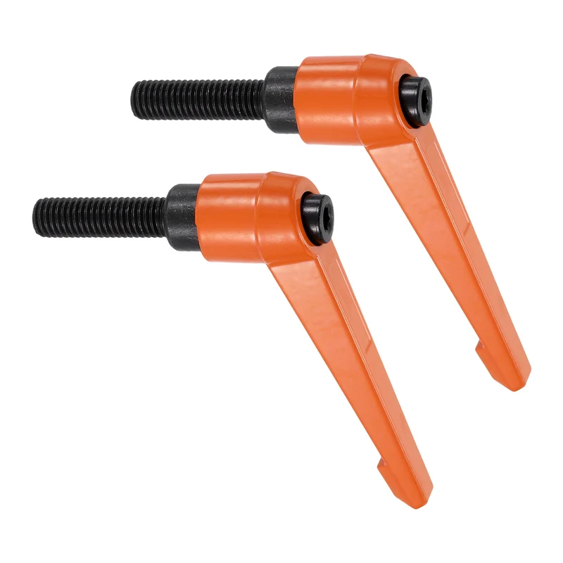 Clamping Lever Handles for Lathe, M10x35mm Male Thread Orange 2Pcs