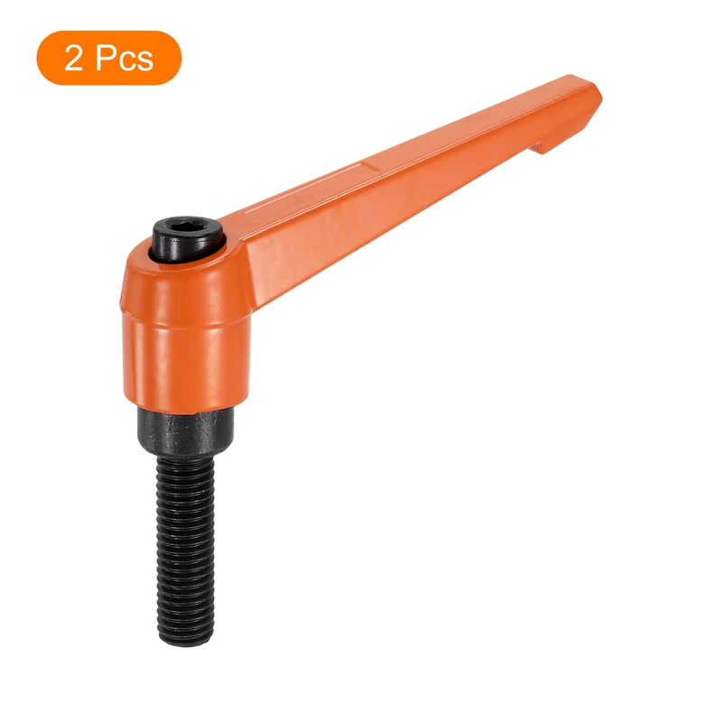 Clamping Lever Handles for Lathe, M10x35mm Male Thread Orange 2Pcs