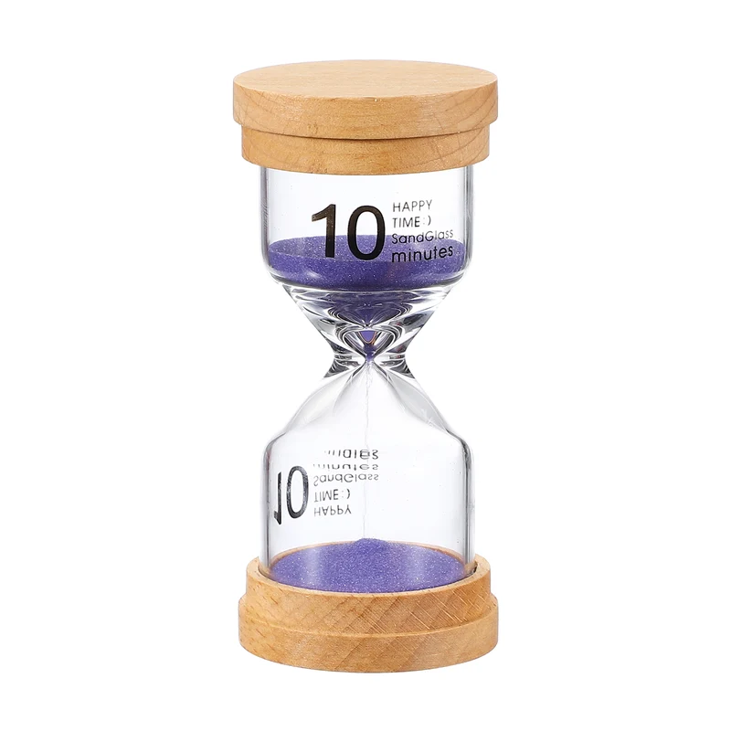 10 Minute Sand Timer, Wooden Sand Watch for Office Decor, Purple