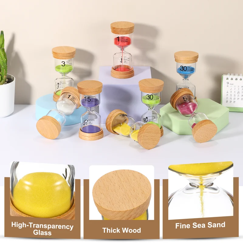 10 Minute Sand Timer, Wooden Sand Watch for Office Decor, Yellow