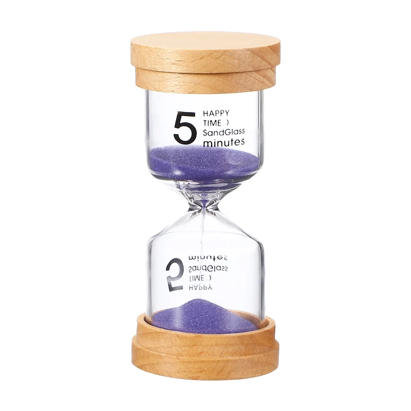 5 Minute Sand Timer, Wooden Sand Watch for Office Decor, Purple