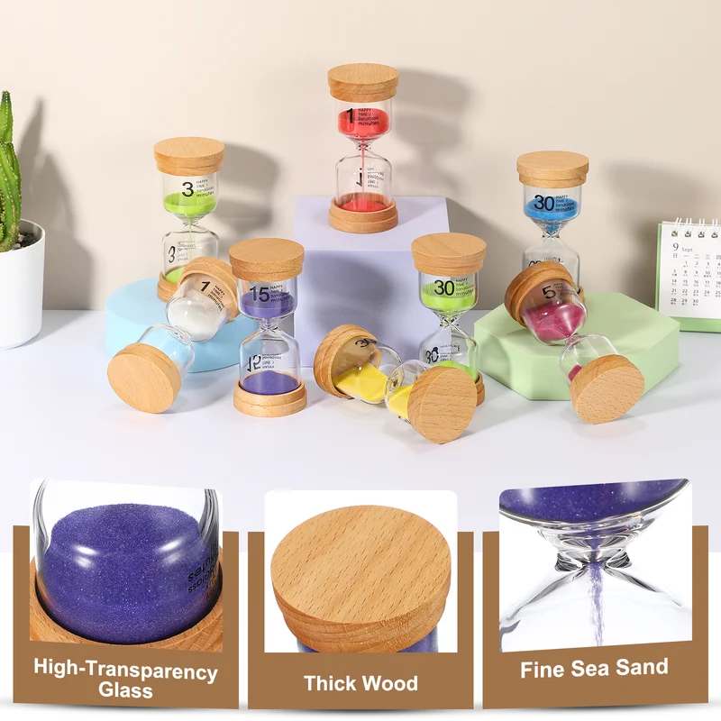 5 Minute Sand Timer, Wooden Sand Watch for Office Decor, Purple