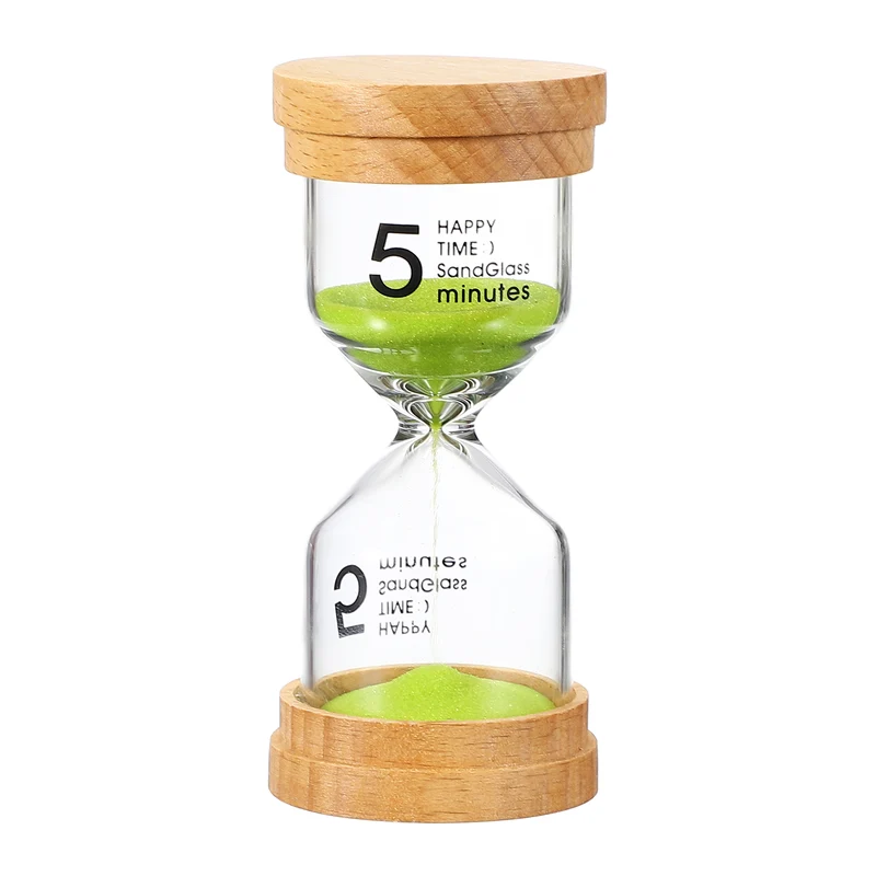 5 Minute Sand Timer, Wooden Sand Watch for Office Decor, Green