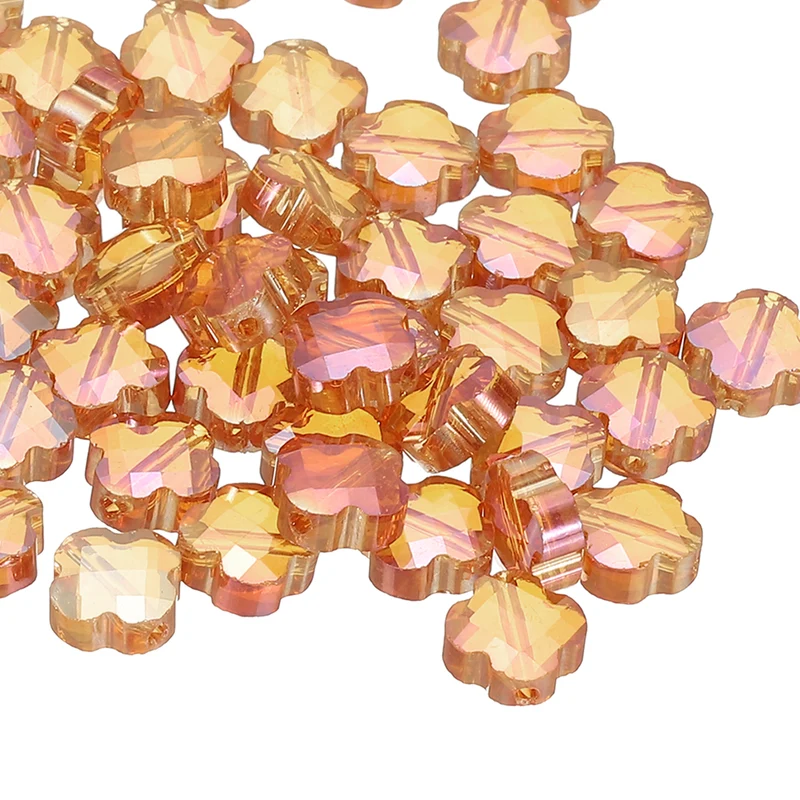 Glass Beads, 100 Pcs 8mm Shamrock Charm Transparent Crystal Glass Beads Clear Jewelry Making Supplies for Bracelets DIY Crafts, Red
