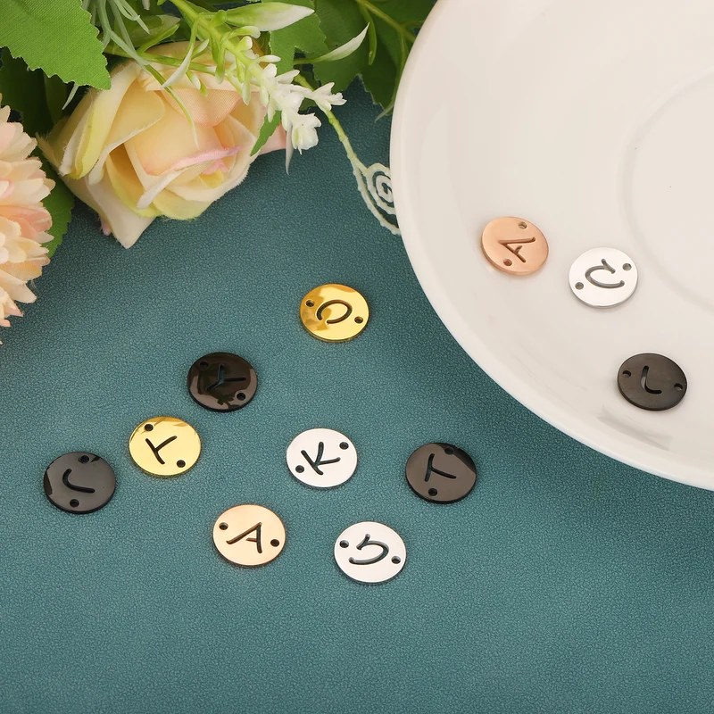 6 Pcs Letter Link Charm, Alphabet Pendant Connector, Silver Letter E
