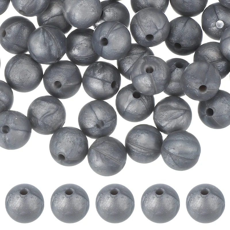 60 Pcs Silicone Beads, 9mm Bulk Beads for Keychain Making, Silver