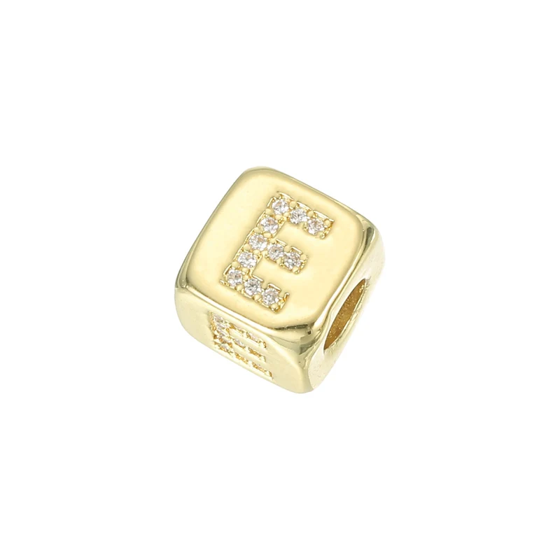 Rhinestone Letters Cube Beads, 26 Letters Dice Charm Alphabet E