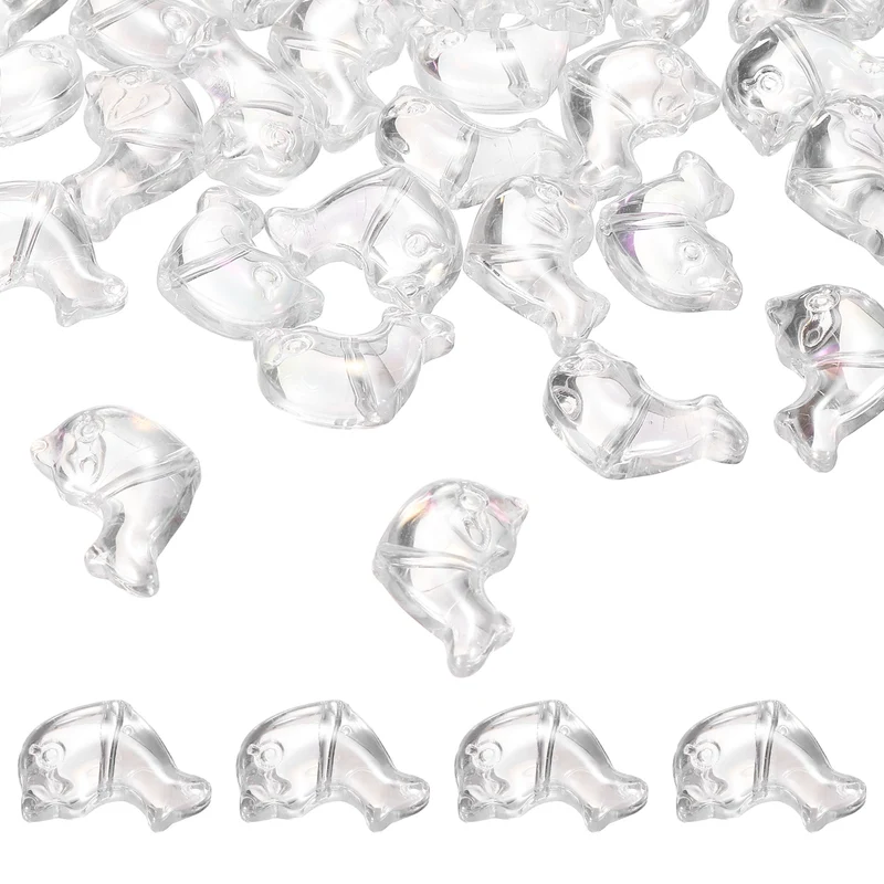 120Pcs Glass Dolphin Beads, Sea Dolphin Glass Bead, White AB