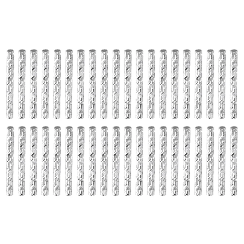 100Pcs Brass Column Tube Beads, 1x15mm, Silver White