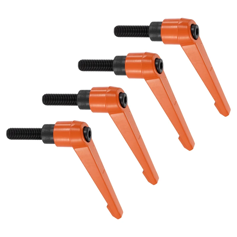 Clamping Lever Handles for Lathe, M10x32mm Male Thread Orange 4Pcs