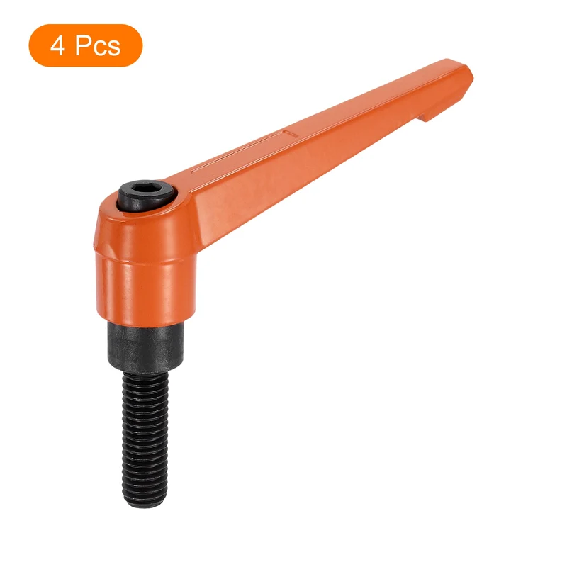 Clamping Lever Handles for Lathe, M10x32mm Male Thread Orange 4Pcs
