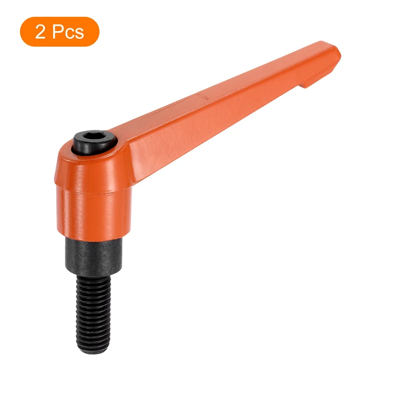 Clamping Lever Handles for Lathe, M10x25mm Male Thread Orange 2Pcs