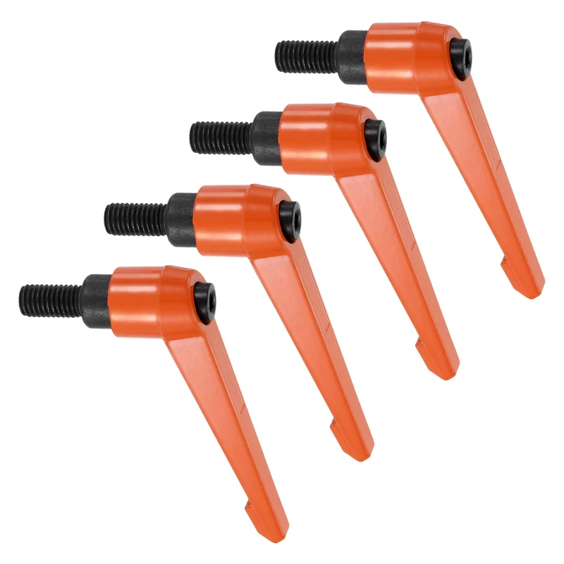 Clamping Lever Handles for Lathe, M10x20mm Male Thread Orange 4Pcs