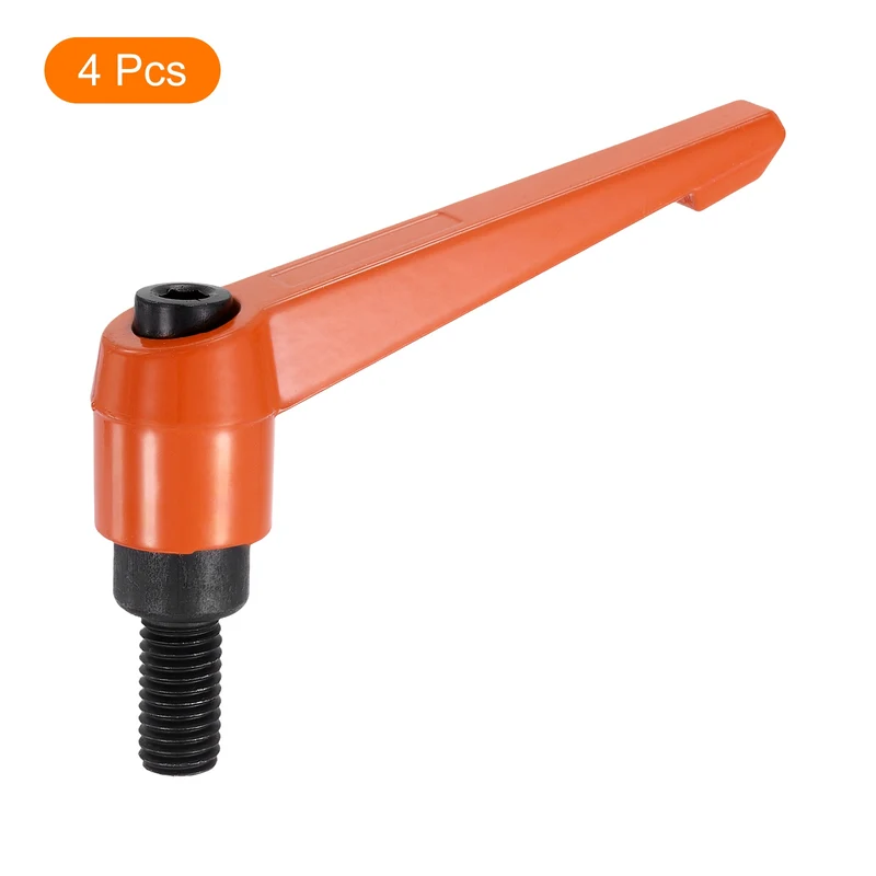 Clamping Lever Handles for Lathe, M10x20mm Male Thread Orange 4Pcs