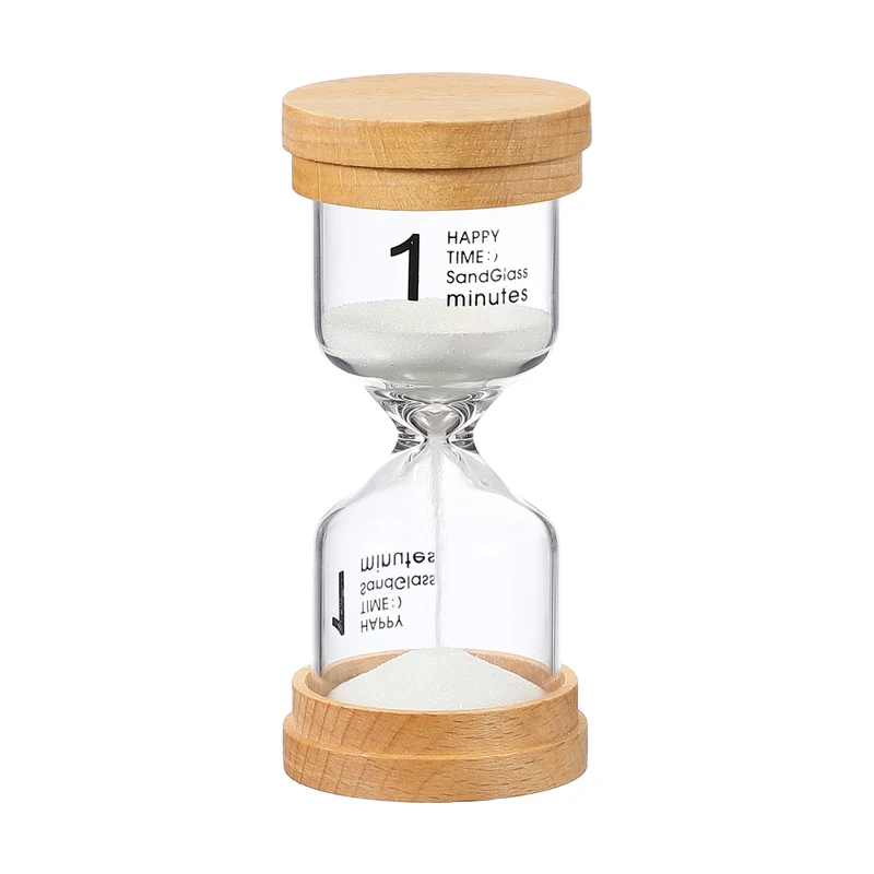 1 Minute Sand Timer, Wooden Sand Watch for Office Decor, White