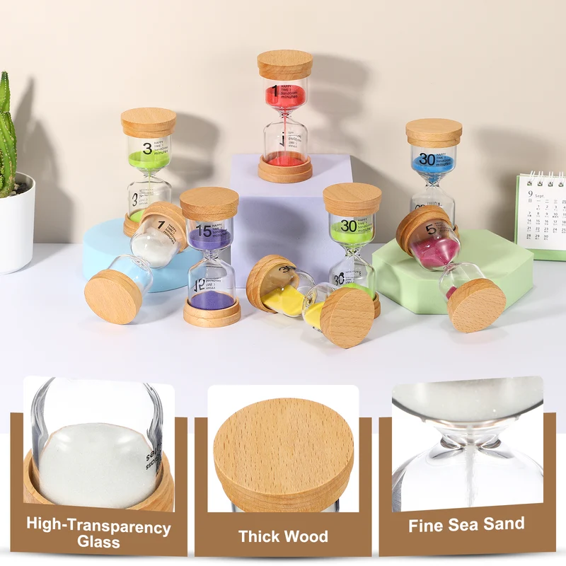1 Minute Sand Timer, Wooden Sand Watch for Office Decor, White