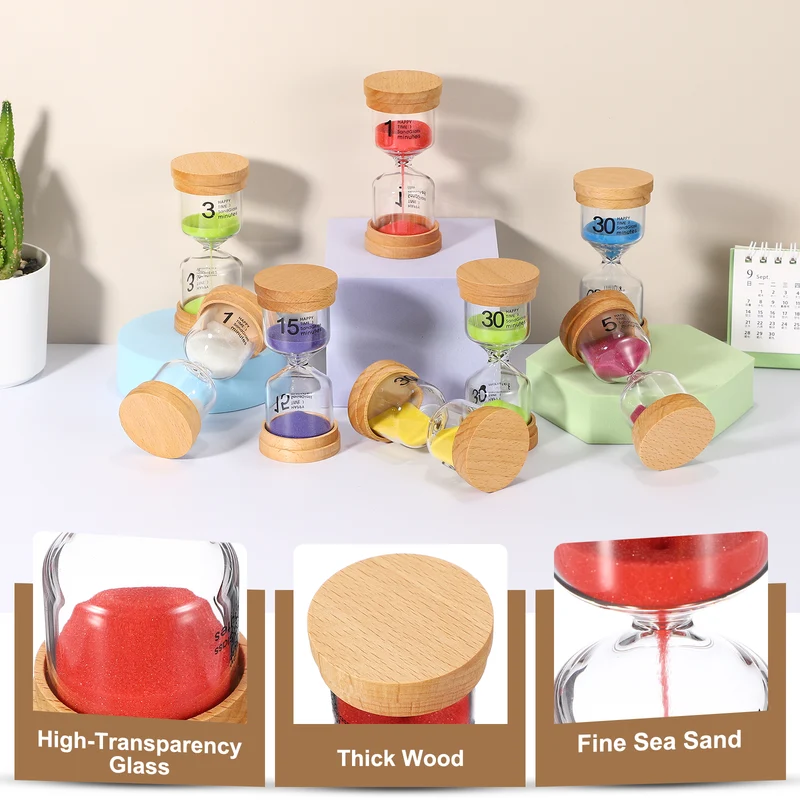 1 Minute Sand Timer, Wooden Sand Watch for Office Decor, Red