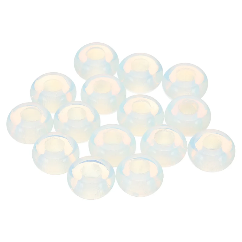 15 Pcs Natural Gemstone Beads, Large Hole Rondelle Beads Loose European Crystal Beads Pack for Jewelry Bracelet DIY Craft, 14 x 8 MM, White